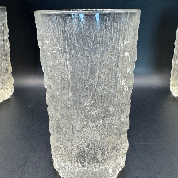 MCM Goebel Charlottenhutte Icicle Bark Textured Highball Tumbler Clear Glasses - Picture 9 of 15